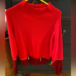 Red turtleneck sweater